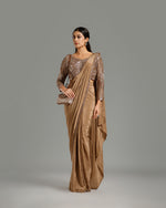 Dusty Gold Satin Lycra Saree with Sequin & Cutdana Work