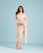 Party & Festive Wear Golden Net Saree with Resham, Sequence & Cutdana Work - House of Surya