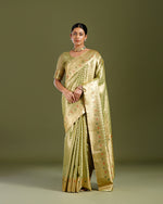 Yellow Tissue Silk Saree,Self Weaving Tissue Silk Saree
 - House of Surya