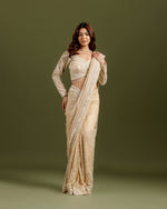 Ivory Net Saree online,Net Saree with Embroidery - House of Surya