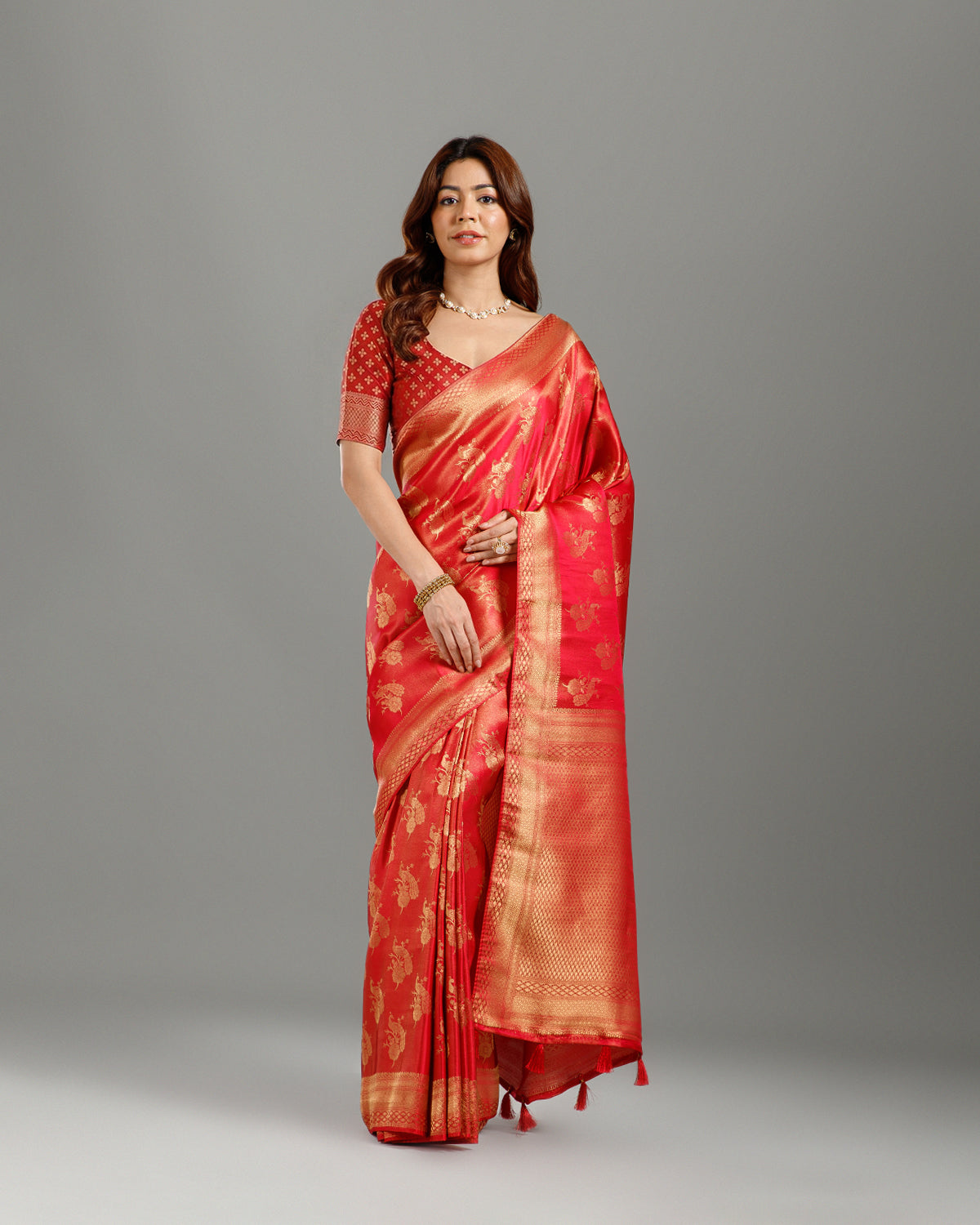 Rani Pink Tissue Silk Saree with Rich Weaving Design - House of Surya