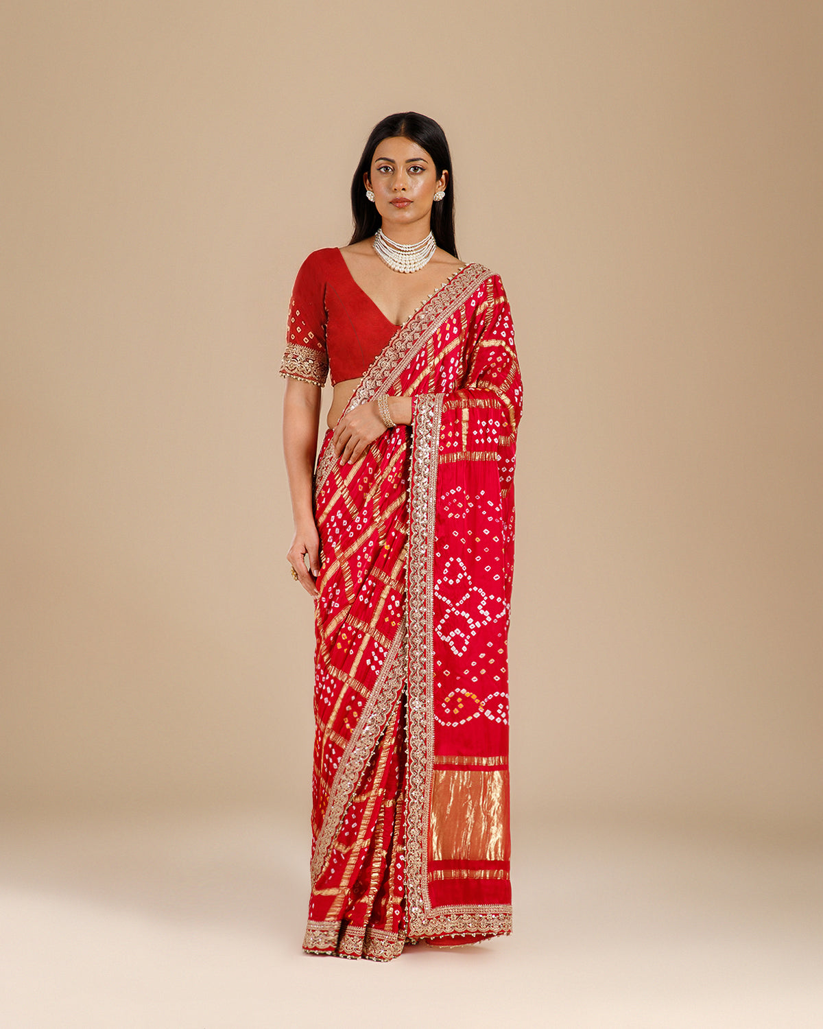 Rani Gajji Silk Saree with Intricate Aari Work - House of Surya