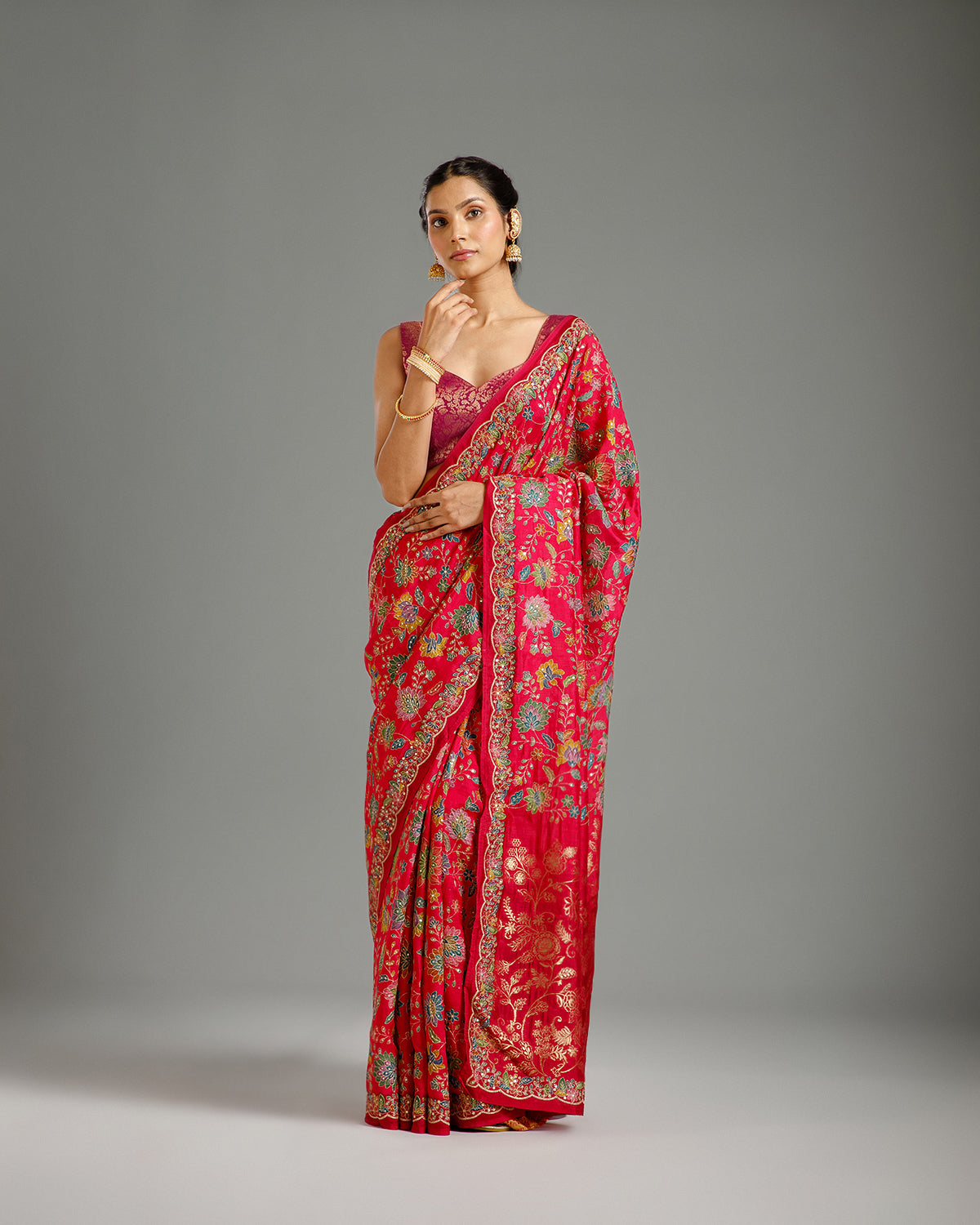 Rani Maheshwari Silk Saree with Zari & Sequin Work