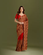 Rust Tissue Silk Saree,Tissue Silk Sarees- House of Surya