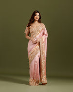 Pure Pink Tissue Saree,Embroidery Tissue Saree - House of Surya
