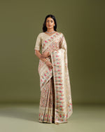  Cream Crepe Silk Saree,Multicolor Woven Crepe Silk Saree - House of Surya