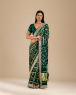 Buy Green Satin Gajji Silk Gharchola Saree online,Gajji Silk Sarees - House of Surya