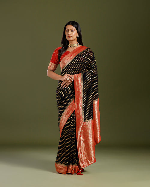  Black Khaddi Georgette Saree online ,Khaddi Georgette Sarees - House of Surya