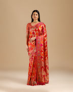 Elegant Rani Pink Saree in Crepe Silk with Weaving Work - House of Surya