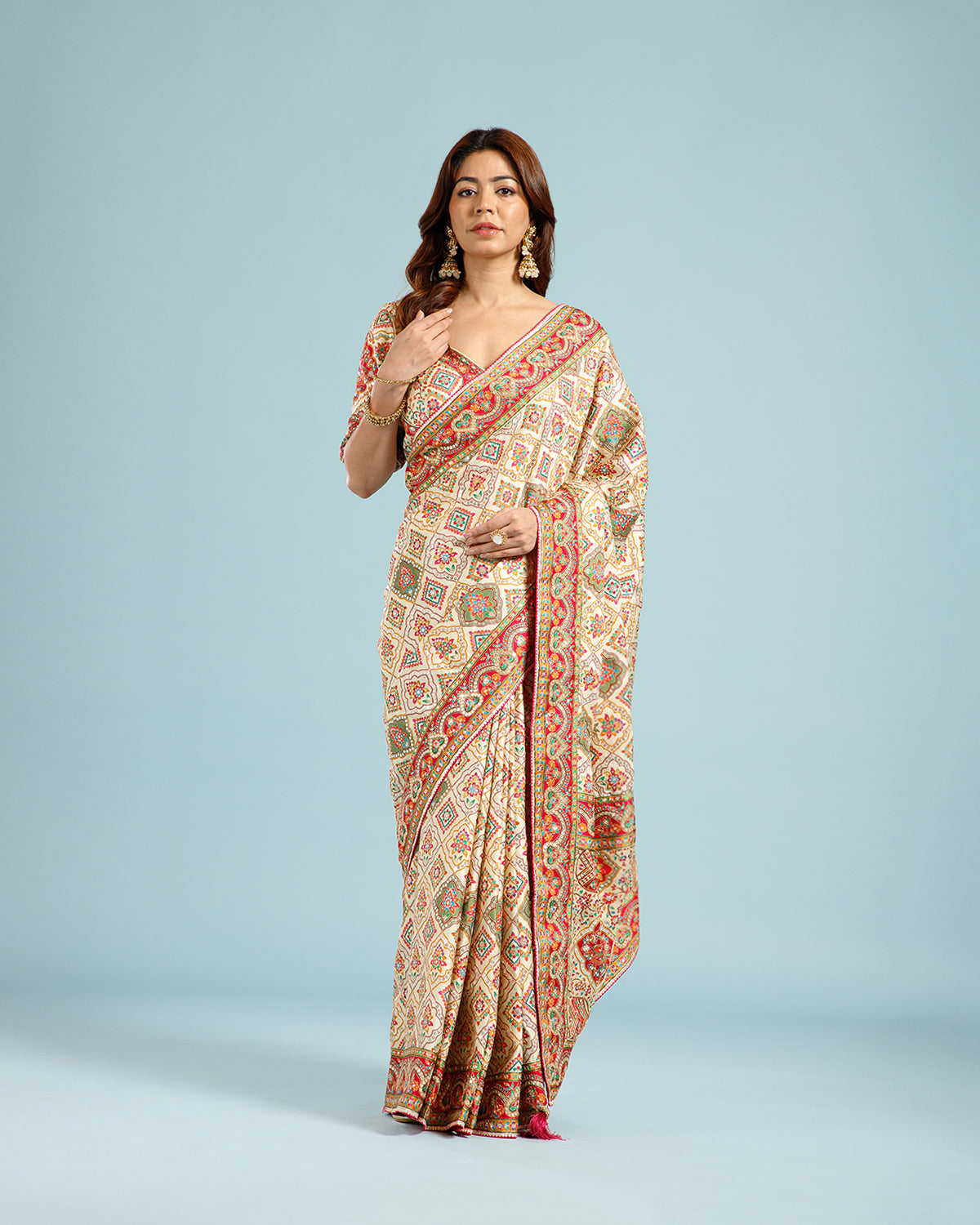 Golden Dola Silk Rangkat Saree with Sequence & Bead Work - House of Surya