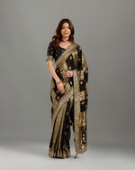 Black Khaddi Georgette Saree,Khaddi Georgette Saree - House of Surya