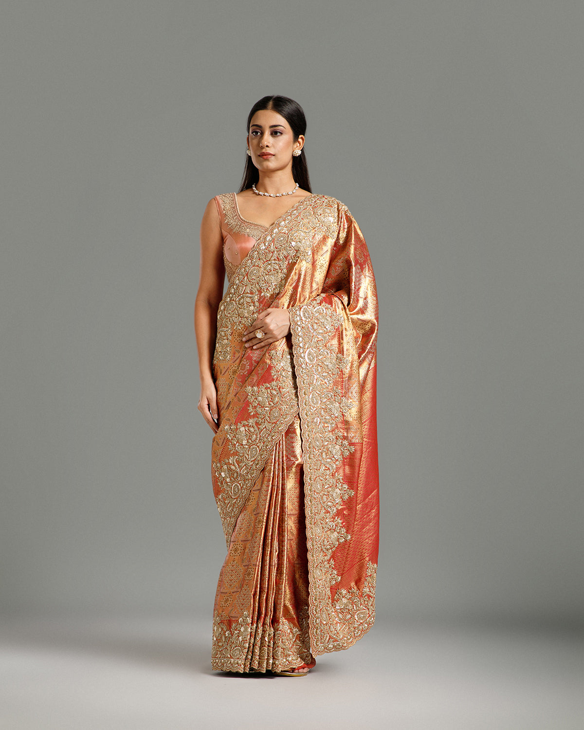 Red Kanjivaram Silk Saree with Zari, Sequin & Cutdana Work