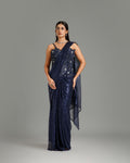 Navy Blue Sandley Saree with Sequin Work