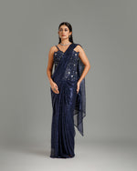 Navy Blue Sandley Saree with Sequin Work
