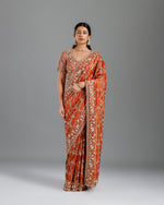 Designer Rust Tissue Saree, Tissue Saree Online- House of Surya