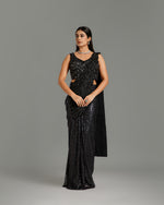 Black Sandley Saree with Beads, Nulki & Sequin Work
