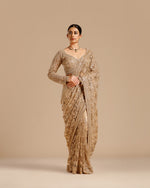 Chiku Net Saree with Nulki & Sequin Work