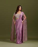 Mauve Crepe Drape Saree,Crepe Ready to Wear Saree- House of Surya