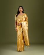 Yellow Tissue Silk Saree with Elegant Self Weaving Design - House of Surya