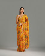 Yellow Chinon Crepe Saree with Resham, Zari, Cutdana & Sequin Work