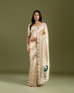 Best Ivory Silk Saree, Off White Ethnic Silk saree
 - House of Surya