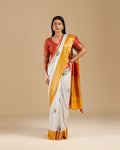 Designer White Linen Saree with Kanta Work