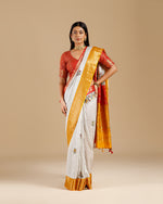  White Linen Saree with Kanta Work,Linen Sarees for Women
 - House of Surya