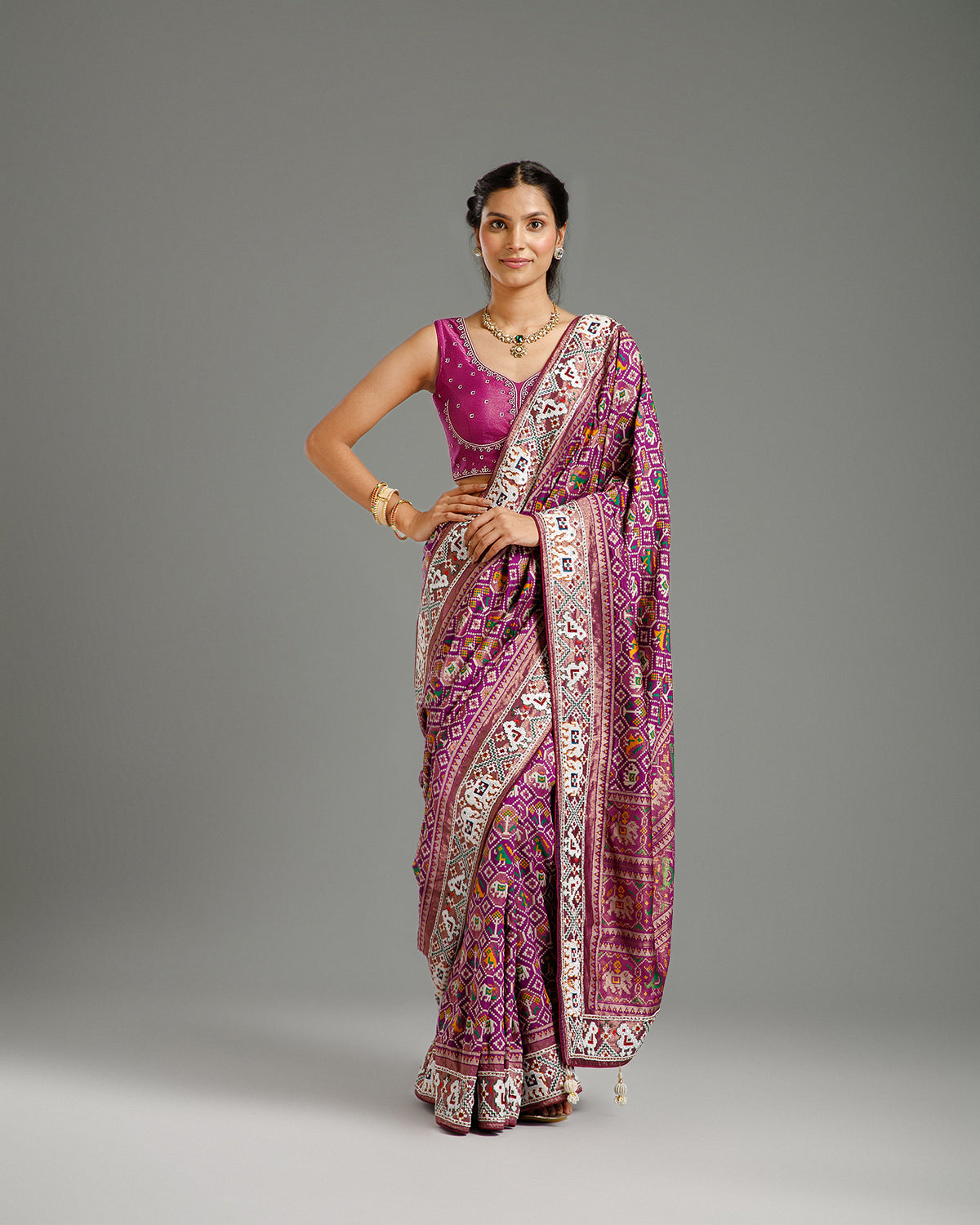 Purple Silk Saree with Nulki & Zari Work