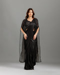 Black Lycra Drape Saree with Hand Work