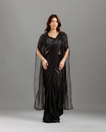  Black lycra Pre-Stitched Saree, Ready to Wear Saree - House of Surya