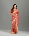 Premium Gajari Georgette Saree with Traditional Khaddi Zari Weaving Work
