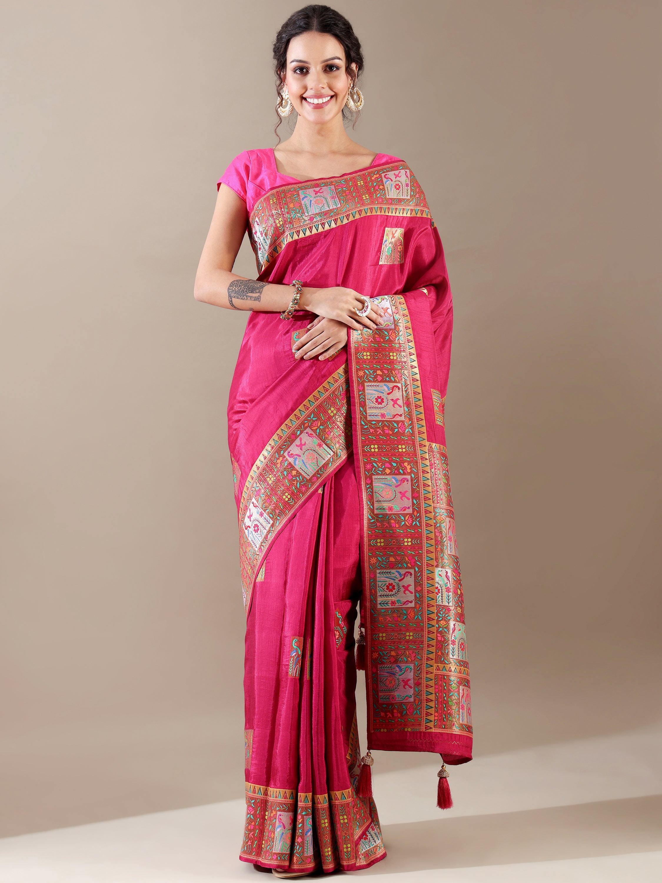 Rani Green Dola Silk Weaving Saree - House of Surya