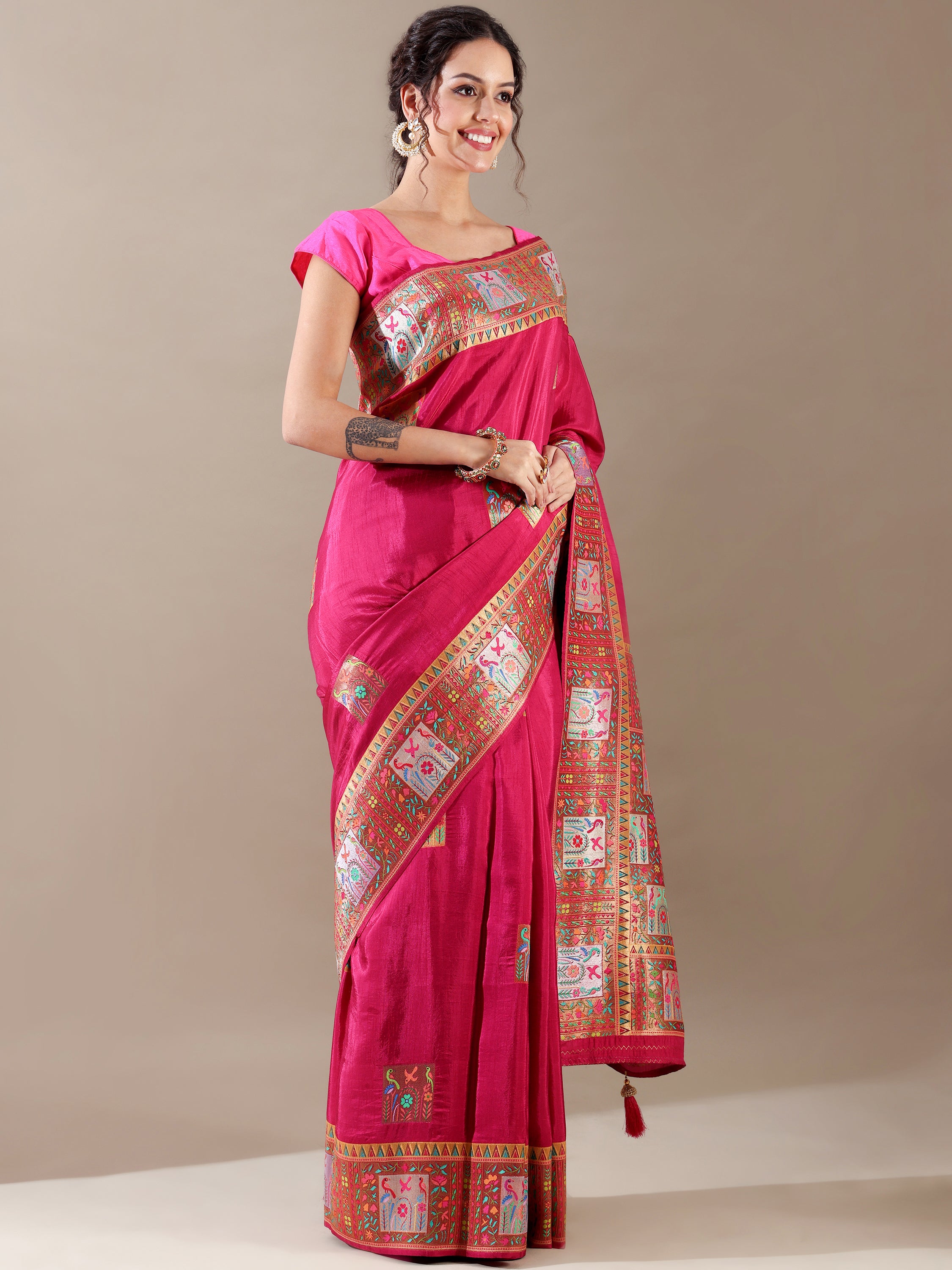 Rani Green Dola Silk Weaving Saree - House of Surya