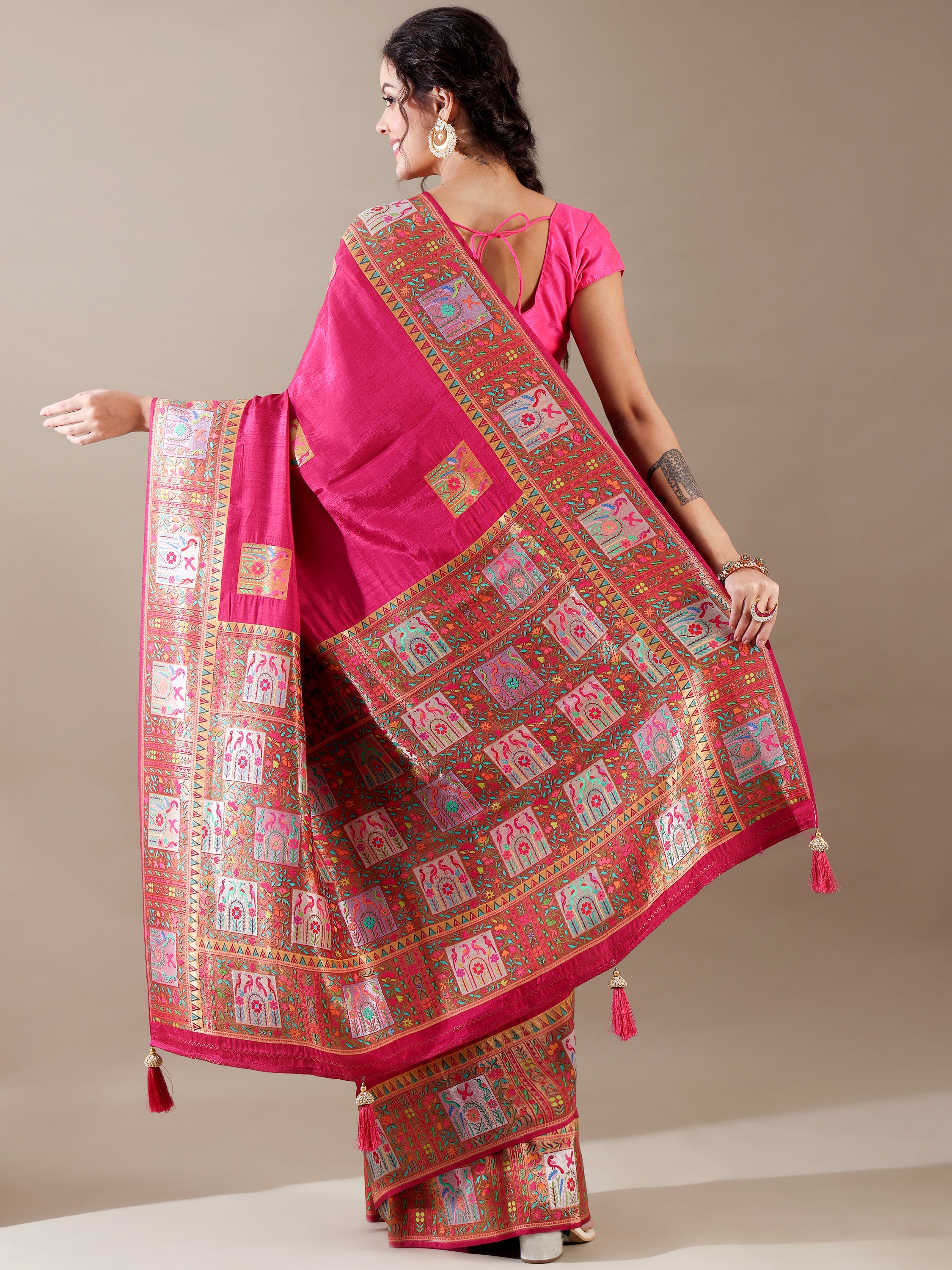 Rani Green Dola Silk Weaving Saree - House of Surya