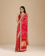 Rani Gajji Silk Saree with Intricate Aari Work - House of Surya