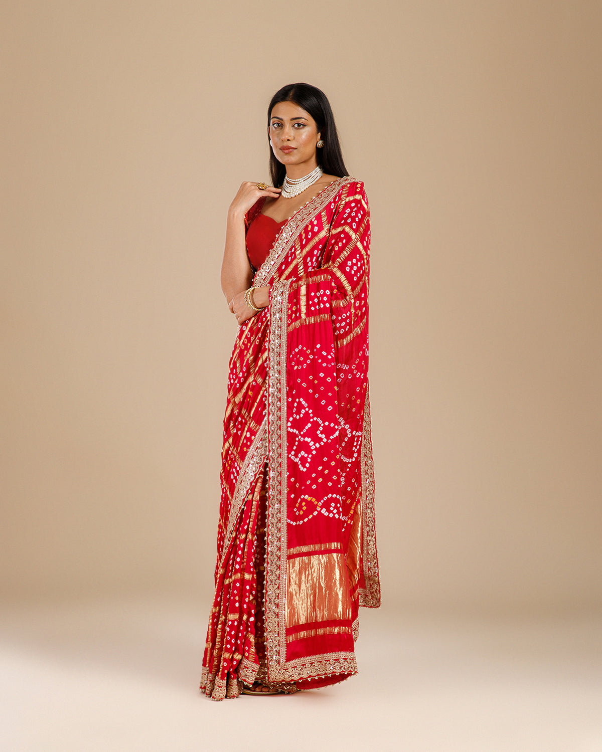 Rani Gajji Silk Saree with Intricate Aari Work - House of Surya