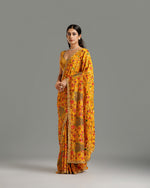 Yellow Chinon Crepe Saree with Resham, Zari, Cutdana & Sequin Work