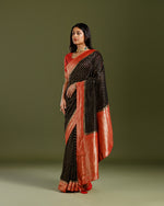 Black Khaddi Georgette Saree with Elegant Resham Weave - House of Surya