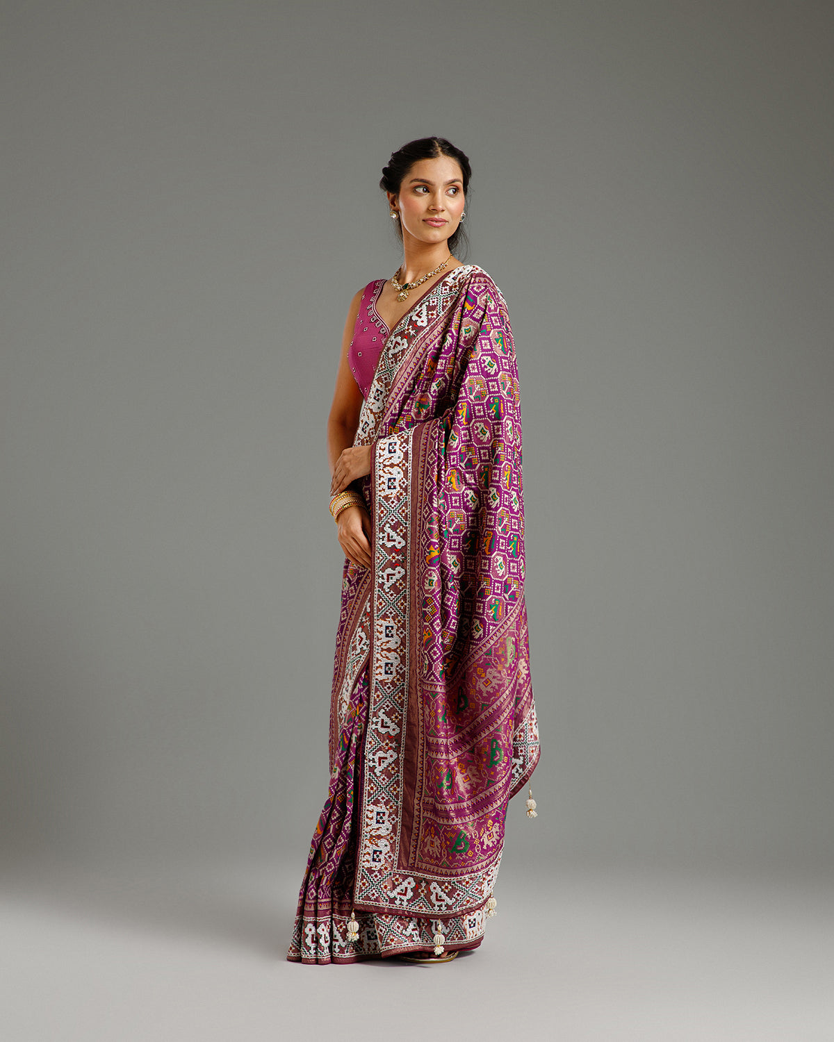 Purple Silk Saree with Nulki & Zari Work