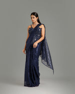 Navy Blue Sandley Saree with Sequin Work