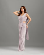 Mauve Lycra Drape Saree,Drape Saree Ready to Wear Saree
- House of Surya