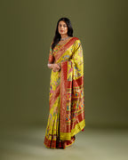Lemon Yellow Dola Silk Saree with Zari Sequence Work - House of Surya