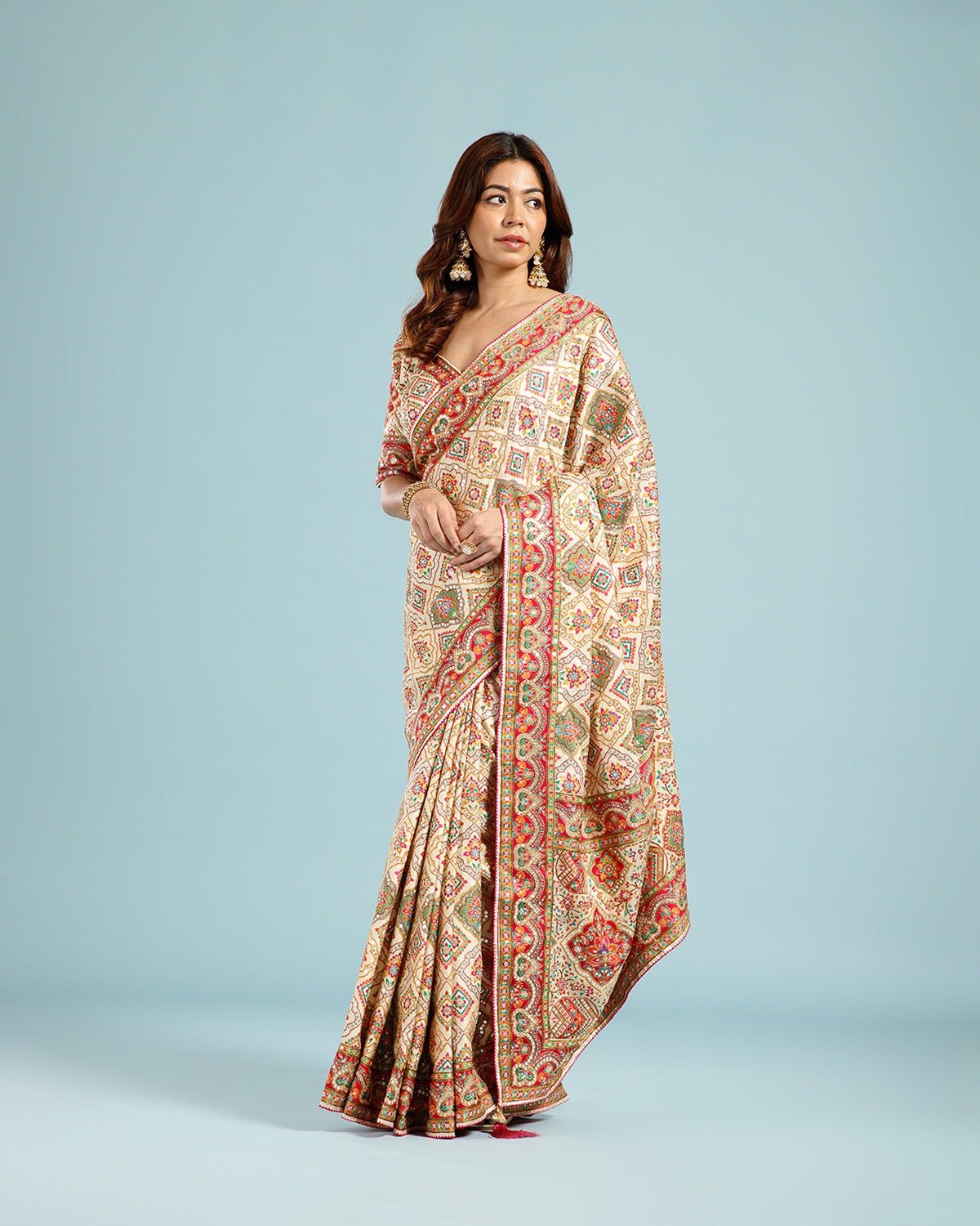 Golden Dola Silk Rangkat Saree with Sequence & Bead Work - House of Surya