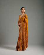Mustard Georgette Saree with Beads, Dabka & Nulki Work