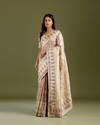 Cream Kani Jamdani Banarasi Saree with Elegant Resham Weave - House of Surya