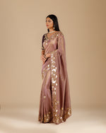 Tissue Georgette Sarees,Dusty Mauve Tissue Georgette Saree
 - House of Surya