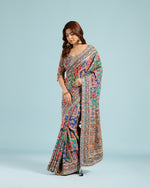  Blue Crepe Silk Saree,Crepe Silk Saree With Zari work - House of Surya