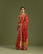 Maroon Satin Silk Saree with Dabka, Gota Patti & Resham Work