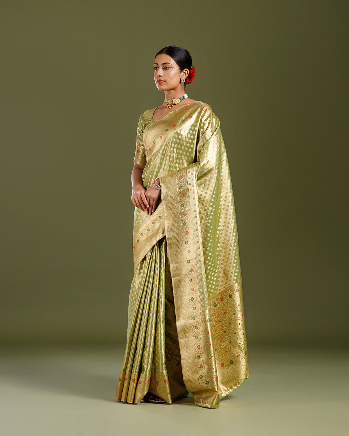 Radiant Yellow Tissue Silk Saree with Self Weaving Design