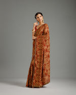 Red Georgette Saree with Resham, Zari & Nulki Work - House of Surya